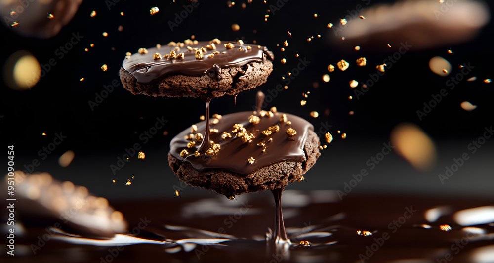 A Commercial Video Still of Chocolate Cookies with Dark Chocolate Chips and a Freshly Baked Appearance, Perfectly Highlighting the Rich Texture and Deliciousness of Gourmet Cookies, Ideal for Food Adv A Commercial Video Still of Chocolate Cookies with Dark Chocolate Chips and a Freshly Baked Appearance, Perfectly Highlighting the Rich Texture and Deliciousness of Gourmet Cookies, Ideal for Food Adv