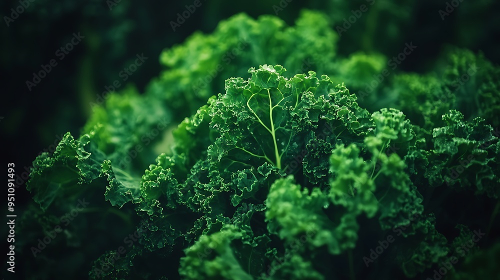 Close-up of Lush Green Kale Leaves Close-up of Lush Green Kale Leaves