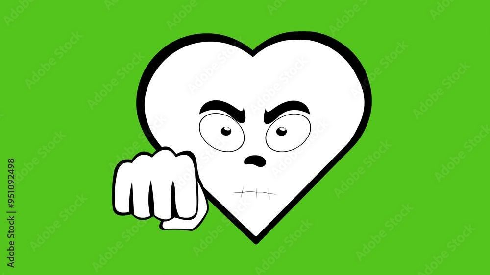 video drawing animation character heart cartoon, with an angry ...