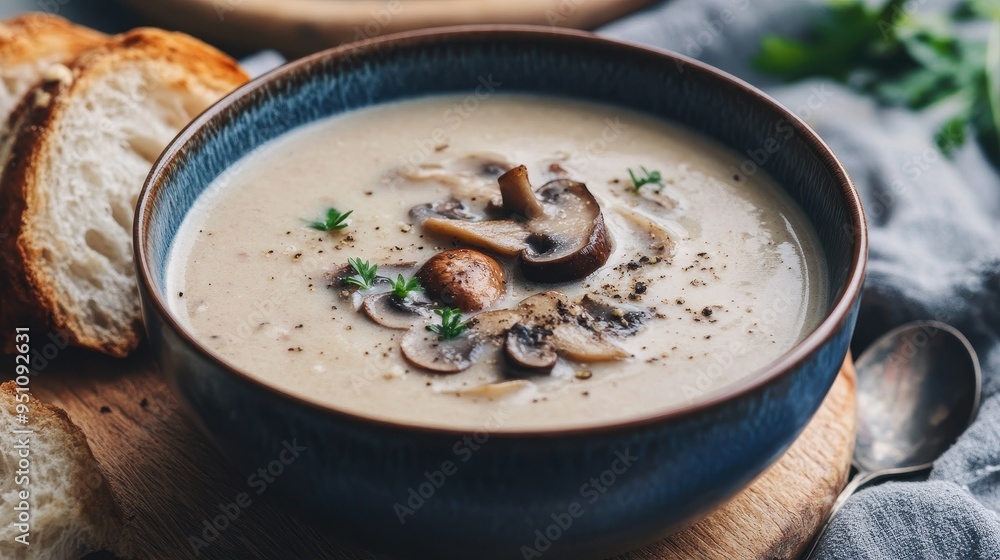 Creamy Mushroom Soup with Crusty Bread Creamy Mushroom Soup with Crusty Bread