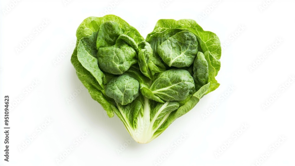 A heart made of lettuce and spinach A heart made of lettuce and spinach