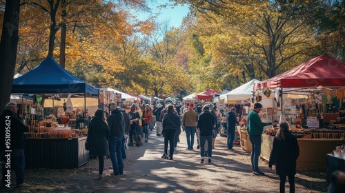 Vibrant Autumn Farmers Market in a Charming Small Town