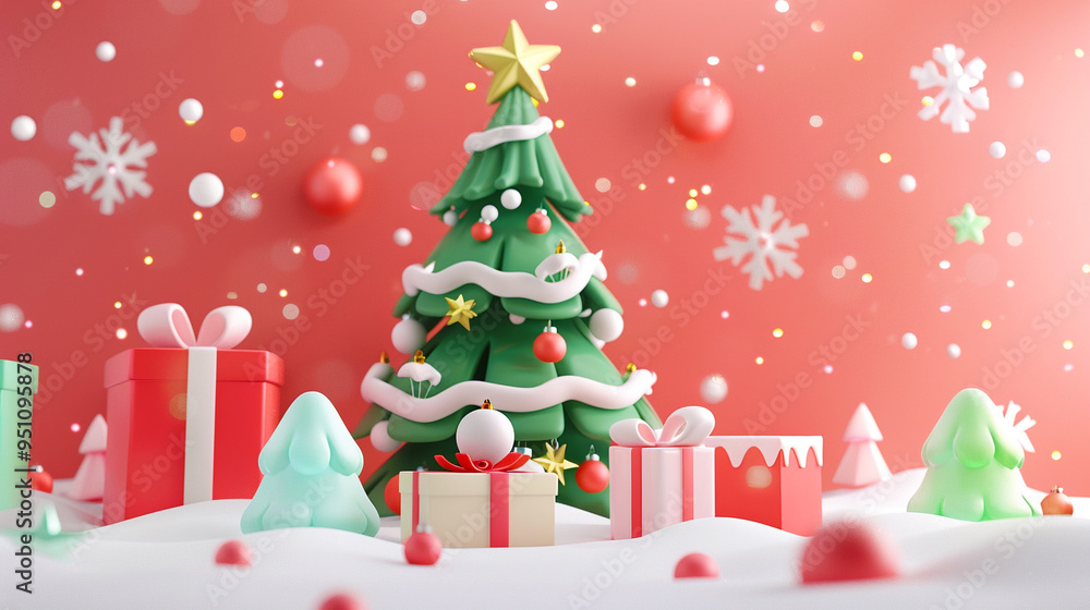 Cute Christmas tree theme with pink background, Cute Christmas tree theme with pink background,