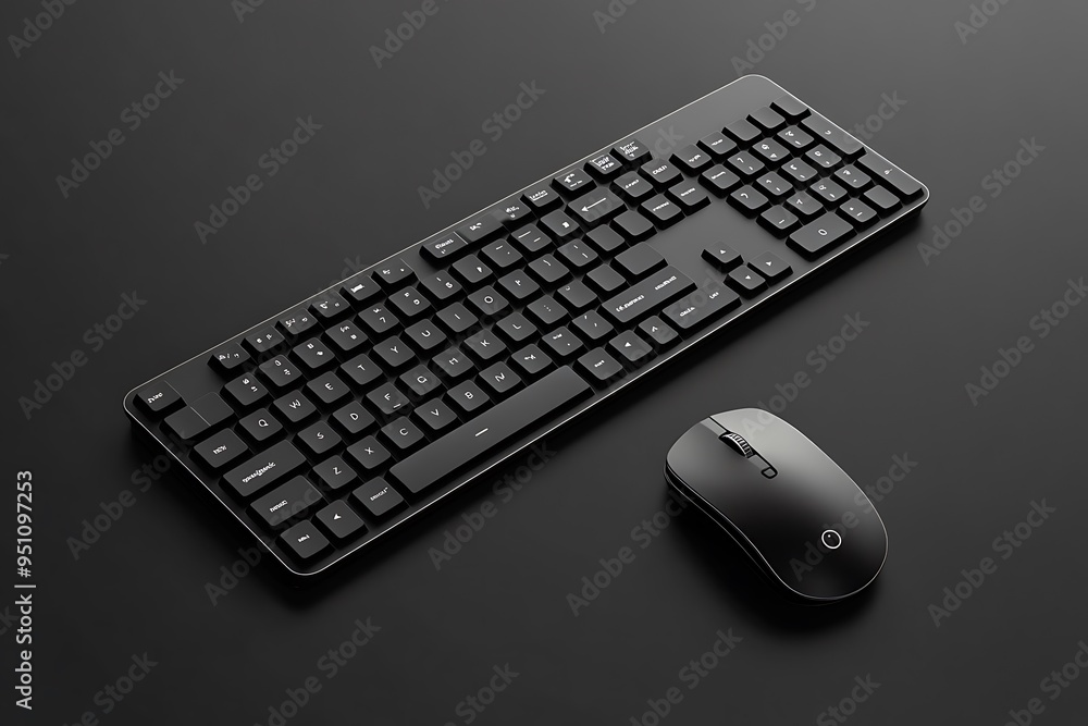 Black Keyboard and Mouse on a Dark Surface Black Keyboard and Mouse on a Dark Surface
