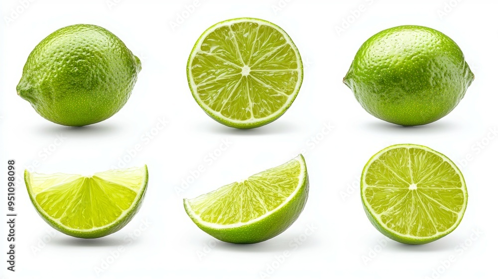 A close up of a lime with a slice missing A close up of a lime with a slice missing