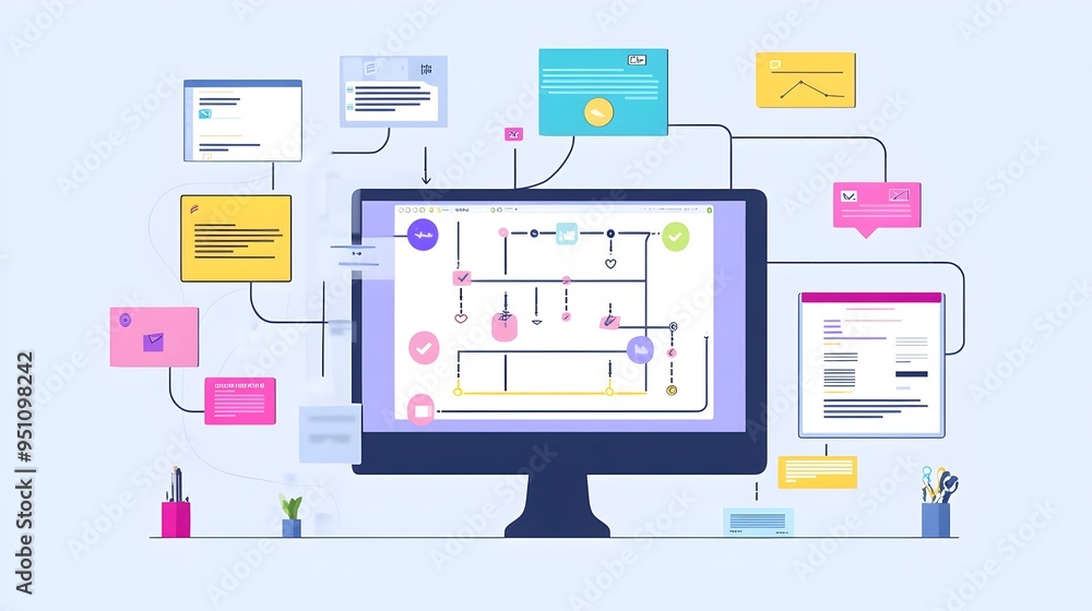 Detailed infographic showcasing the step by step Agile workflow process including labeled key elements of project management and software development Detailed infographic showcasing the step by step Agile workflow process including labeled key elements of project management and software development