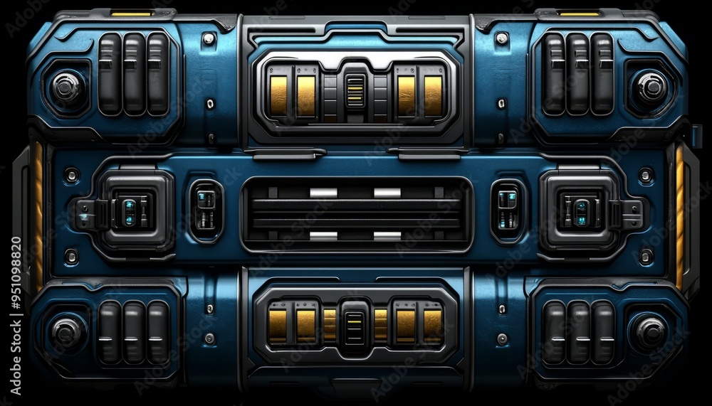 Futuristic Tech Panel with Gold Accents Futuristic Tech Panel with Gold Accents