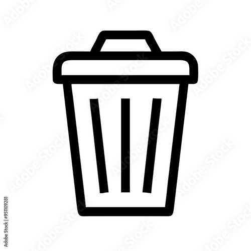 Trash Can Icon: A clean and minimalist line art icon of a trash can, perfect for web design and app development. It's a universal symbol for discarding unwanted items. 