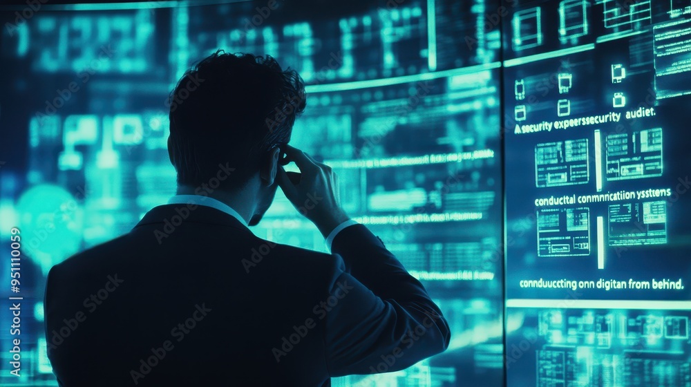 Cybersecurity Analyst Monitoring Digital Network and Security Systems Cybersecurity Analyst Monitoring Digital Network and Security Systems