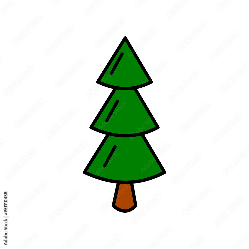 Fototapeta premium Plant icon with green tree. Fir tree sticker