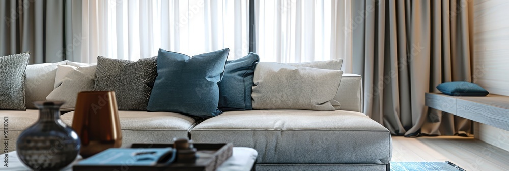 Serene environment for relaxation and retreat featuring modern furniture and decor Serene environment for relaxation and retreat featuring modern furniture and decor