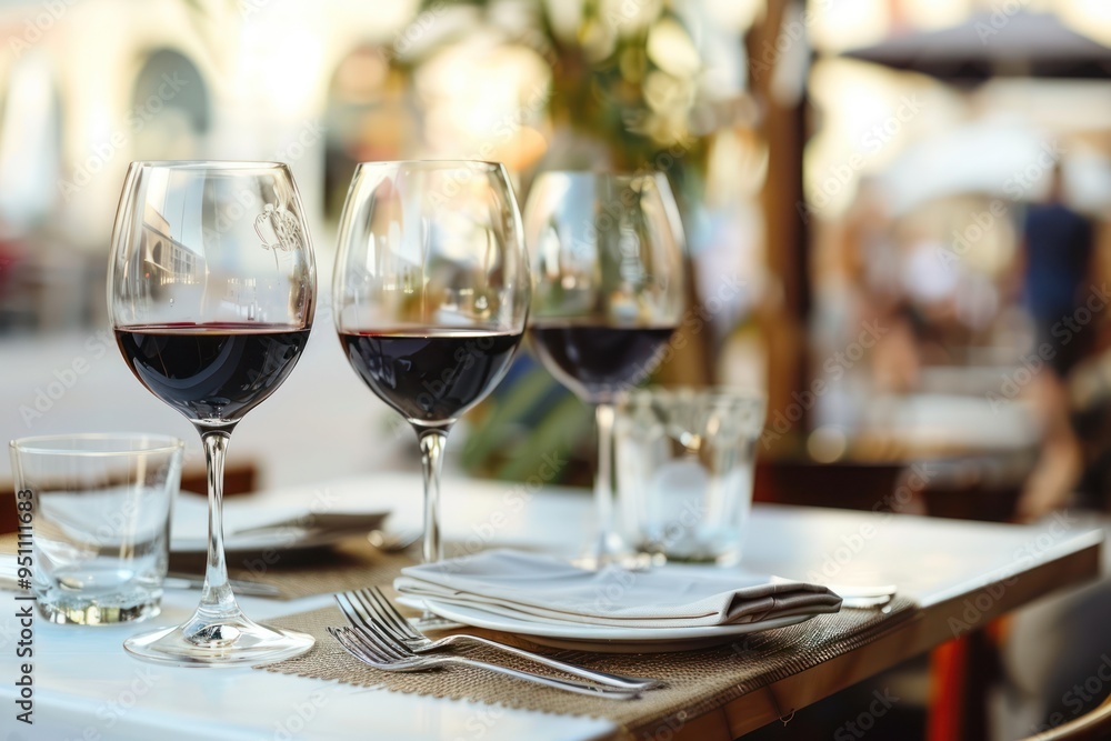 Red Wine Glasses on a Table Red Wine Glasses on a Table