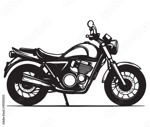 Black and white coloring book motorcycle isolated on white background