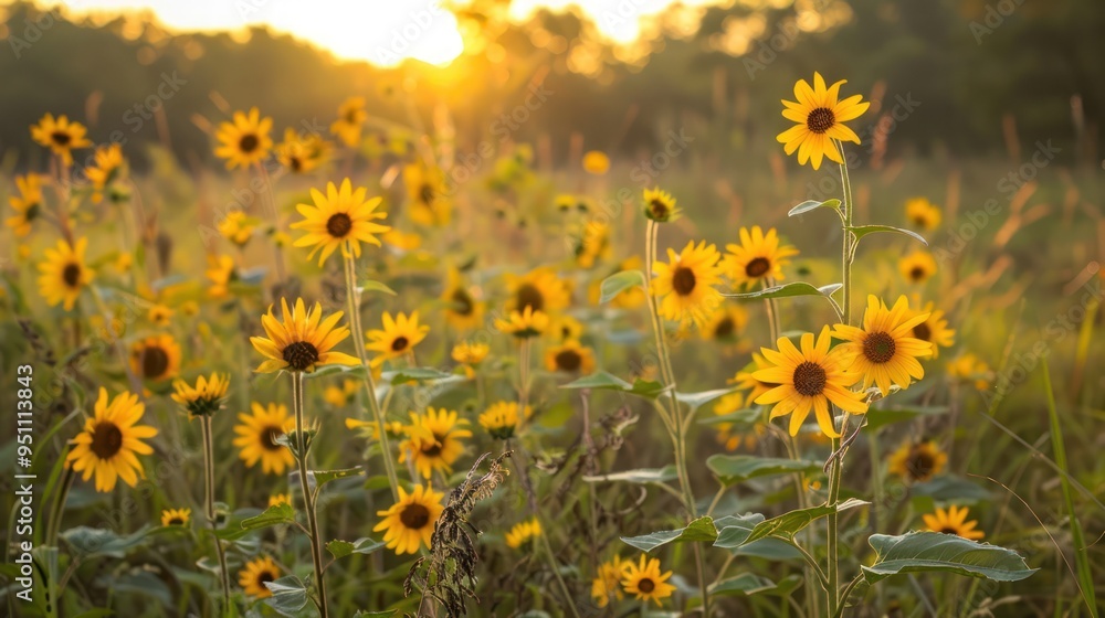 Obraz premium Golden Hour Sunflowers