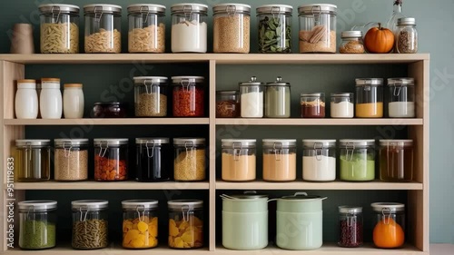 Wallpaper Mural Organizing a beautiful kitchen pantry with glass jars for easy access and storage solutions Torontodigital.ca