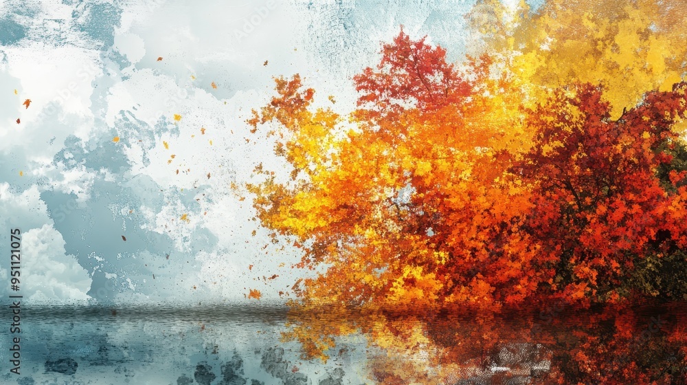 Obraz premium Vibrant Autumn Landscape with Colorful Foliage and Reflection