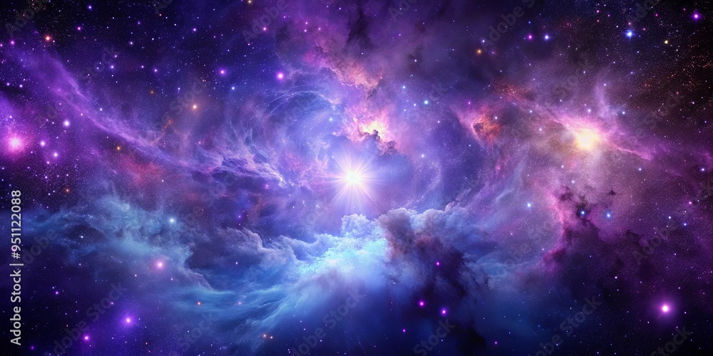 Purple nebula and cosmic dust in a mesmerizing star field Purple nebula and cosmic dust in a mesmerizing star field