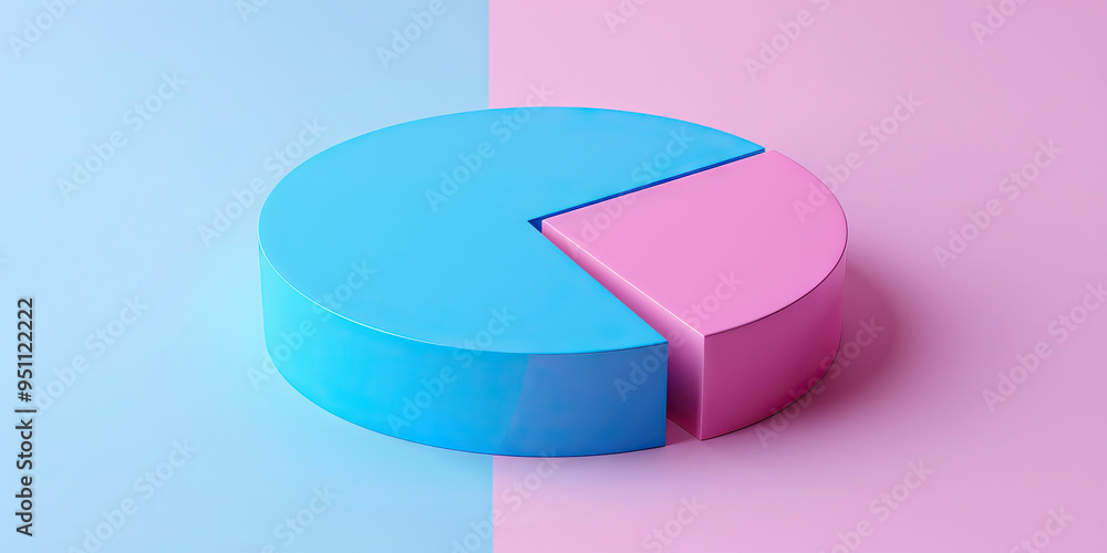 Obraz premium A pie chart analyzing the gender pay gap in the European workforce, using shades of blue and pink for visual impact.