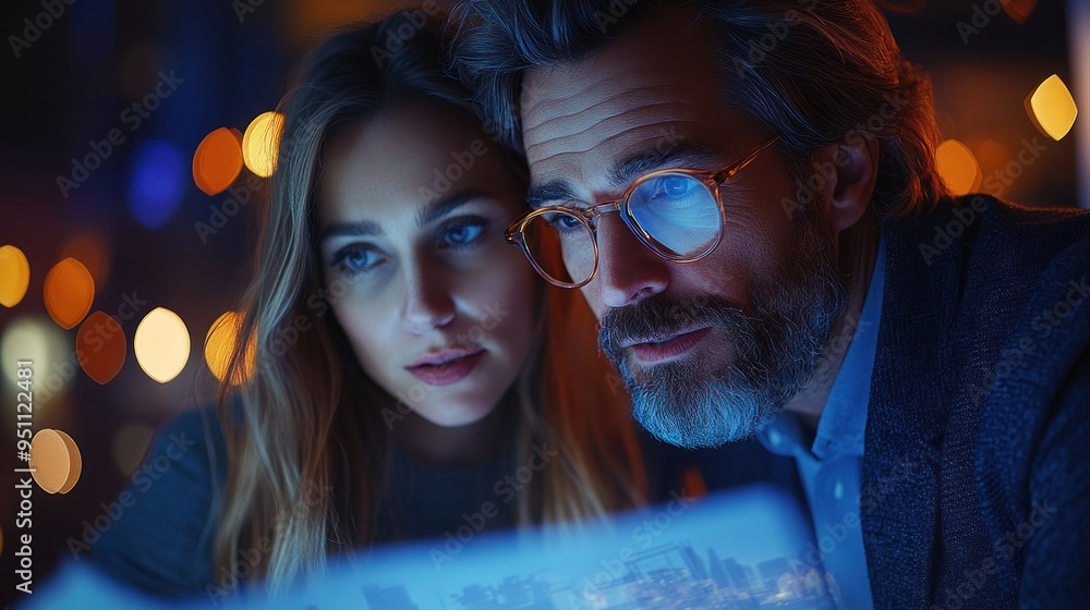 Couple Looking at Document Together Couple Looking at Document Together