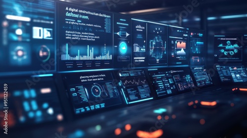 Wallpaper Mural Futuristic Digital Dashboard with Advanced Analytics and Holographic Displays Torontodigital.ca