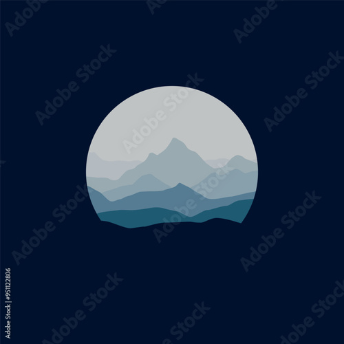 nature landscape panorama in circle vector illustration for sale photo