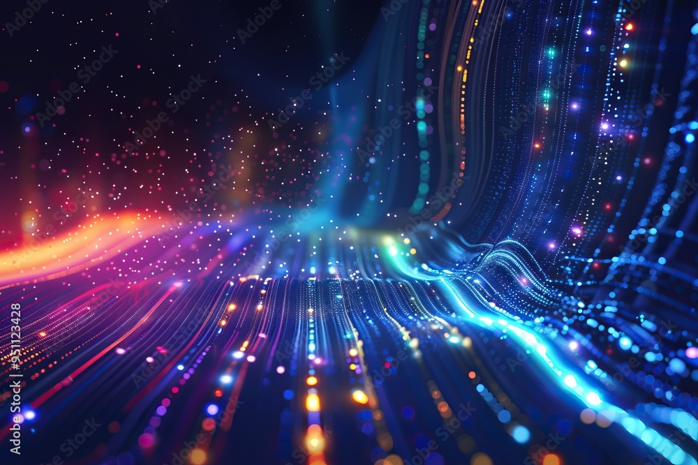 Fototapeta premium Abstract Digital Landscape of Vibrant Light Trails