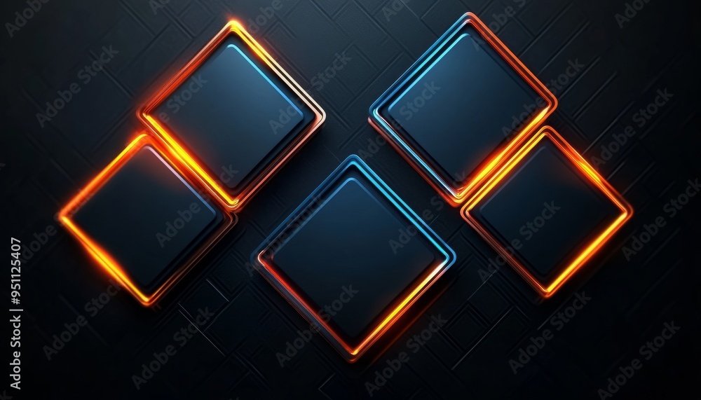Four Neon-Lit Squares on a Dark Background Four Neon-Lit Squares on a Dark Background