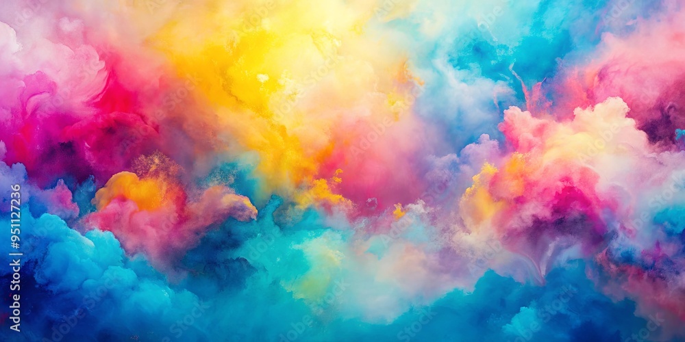 Dreamy abstract watercolor background with vibrant pink, blue, and yellow blobs merging softly creating gentle texture and movement Dreamy abstract watercolor background with vibrant pink, blue, and yellow blobs merging softly creating gentle texture and movement