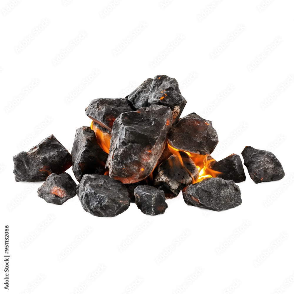 Glowing Coals Isolated Against Transparent Background Glowing Coals Isolated Against Transparent Background