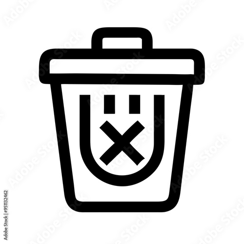 Trash can with a frown: The iconic symbol of deletion and rejection. A simple, yet powerful, illustration of a trash can with a frown and an X.