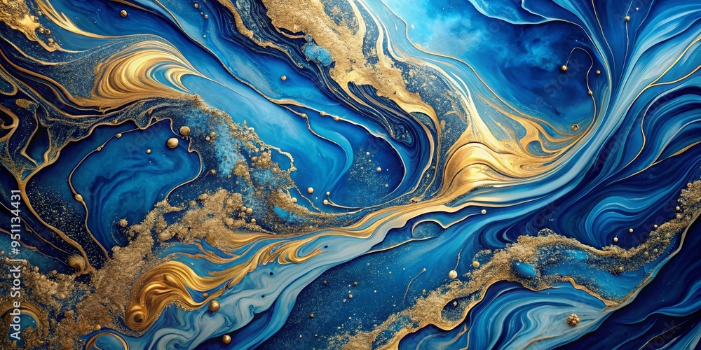 Blue marble and gold abstract background texture with indigo ocean blue marbling and luxurious swirls of marble and gold powder Blue marble and gold abstract background texture with indigo ocean blue marbling and luxurious swirls of marble and gold powder