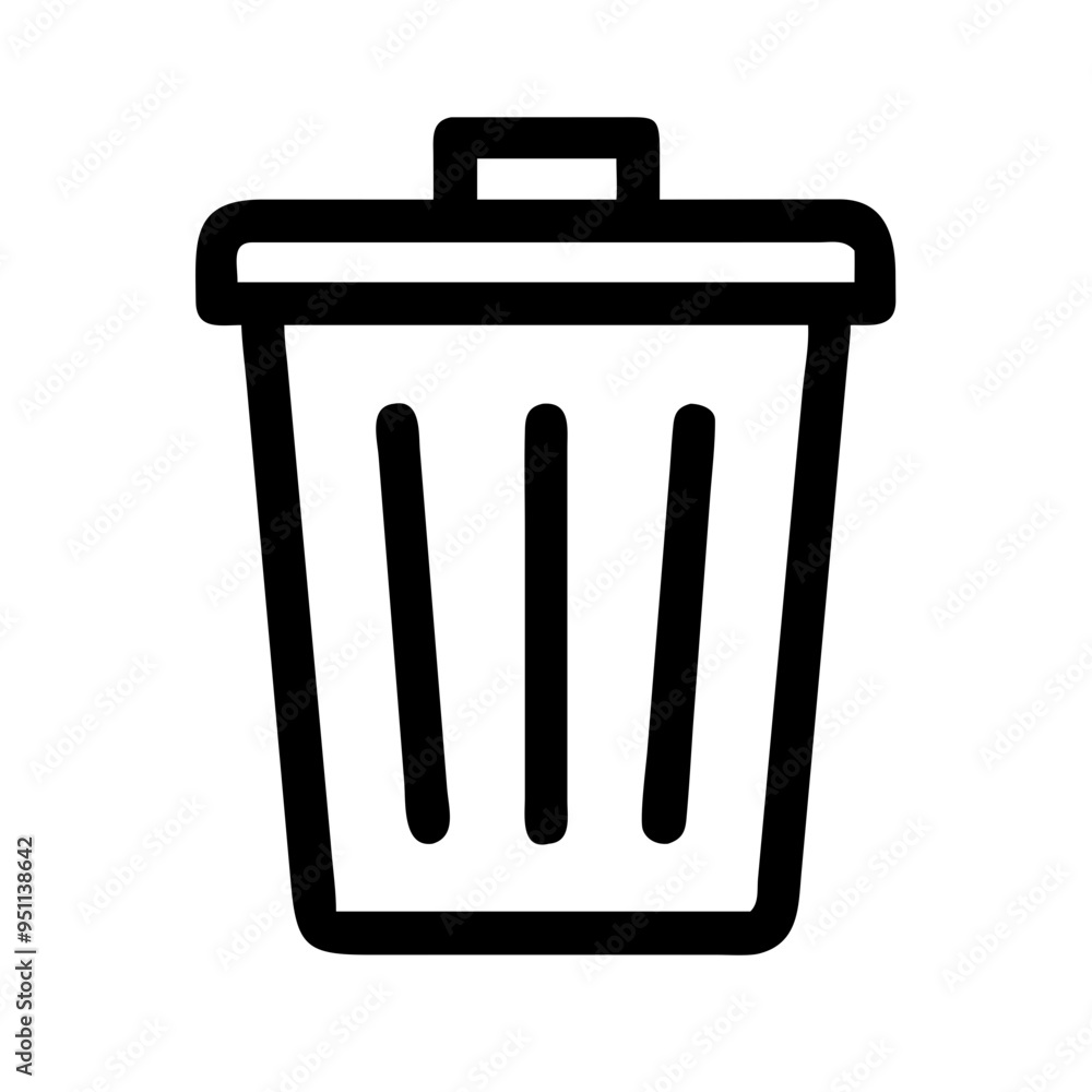 Trash Can Icon: Simple yet effective, this line art icon depicts a classic trash can, symbolizing disposal, waste management, and the act of throwing away. Trash Can Icon: Simple yet effective, this line art icon depicts a classic trash can, symbolizing disposal, waste management, and the act of throwing away.