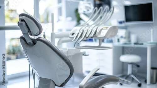 A modern dental office with sleek, contemporary design and equipment. 