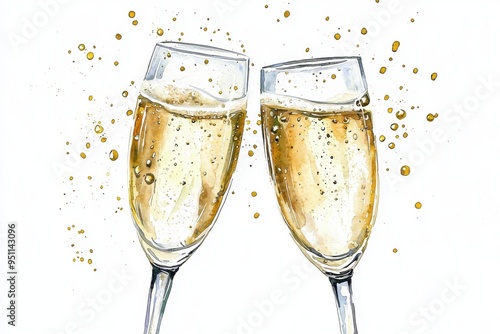 Wallpaper Mural Celebratory champagne glasses clinking with bubbly, symbolizing joy and success. Perfect for festive occasions and toasts. Torontodigital.ca