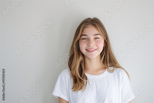 Obraz na płótnie Warm Simplicity: Teen Girl’s Portrait w salonie