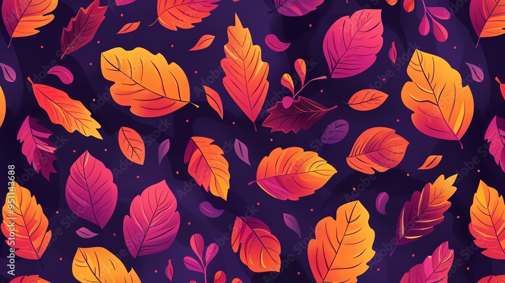 Autumn Leaves Seamless Pattern Vector Illustration for Floral Wallpaper Design Autumn Leaves Seamless Pattern Vector Illustration for Floral Wallpaper Design