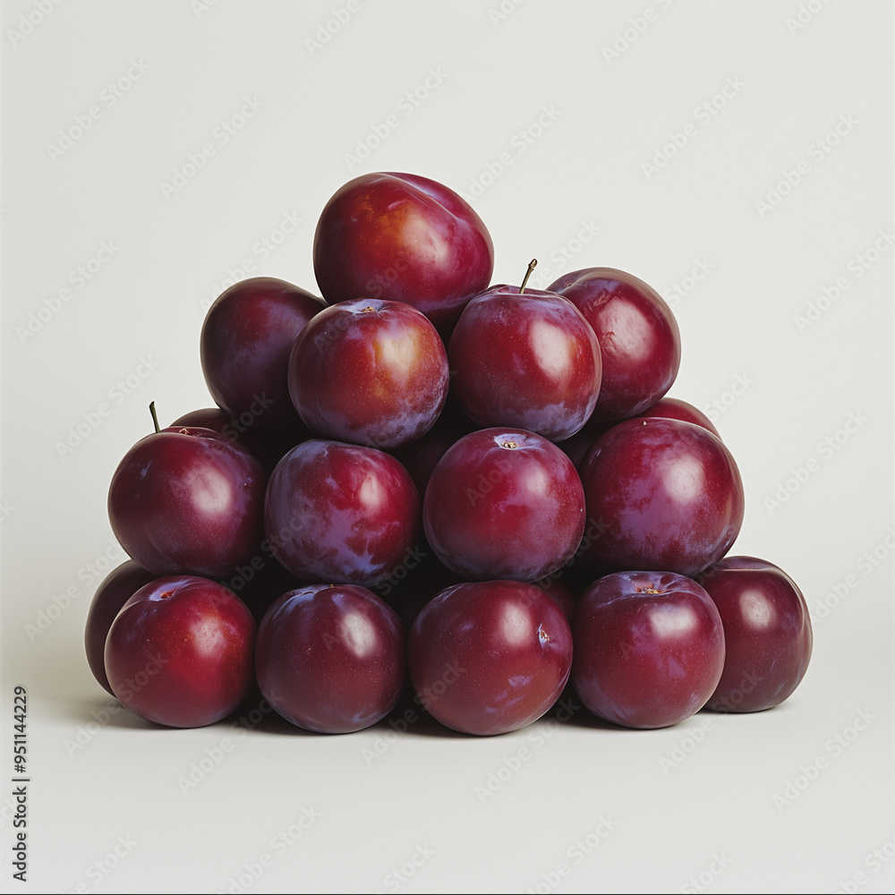 Stack of plums front view white background Stack of plums front view white background
