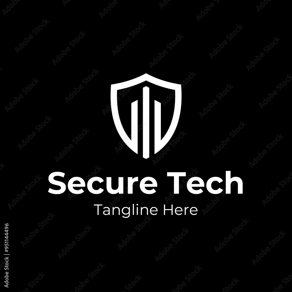 Tech logomark with text, cyber security logo for design Tech logomark with text, cyber security logo for design