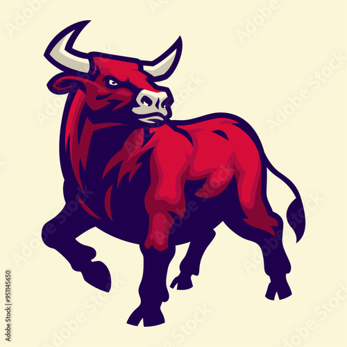 Angry Aggressive Bull Ready to Attack