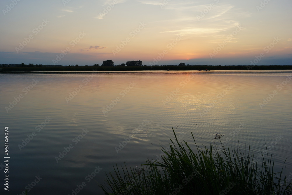 sunset over the river