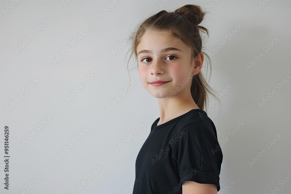 Fototapeta premium Youthful Charm: Girl in Black and White