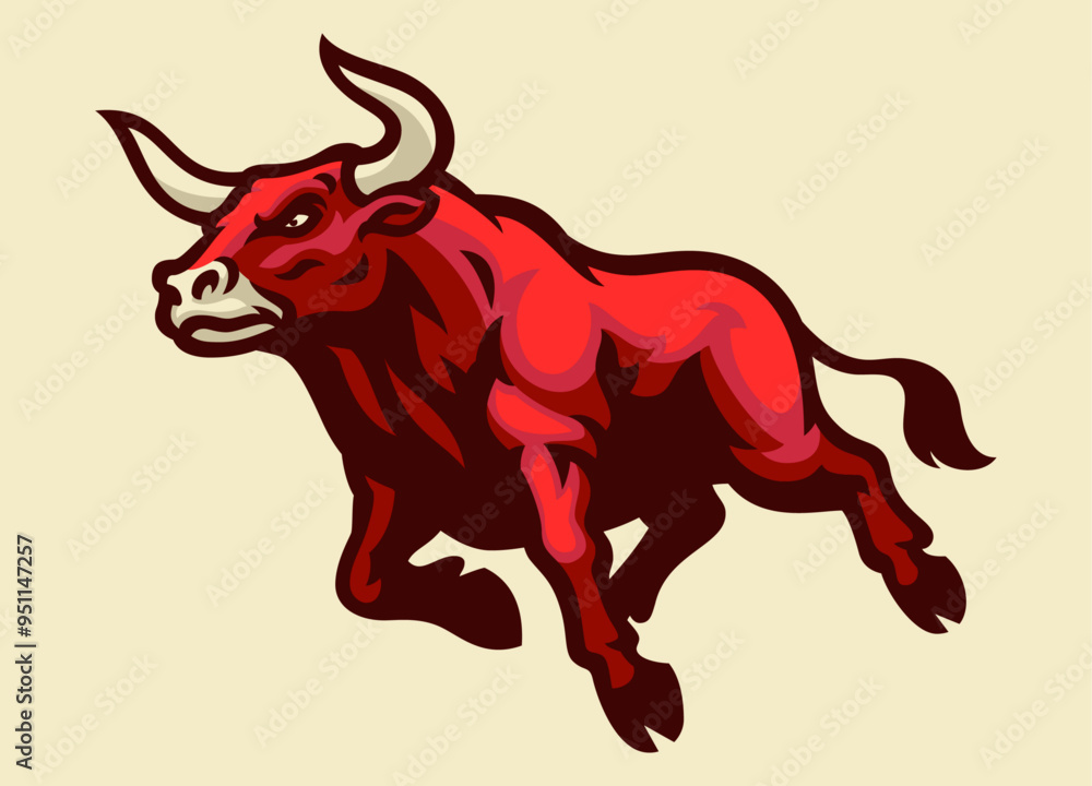 Obraz premium Sport Logo of Angry Bull Mascot Attacking