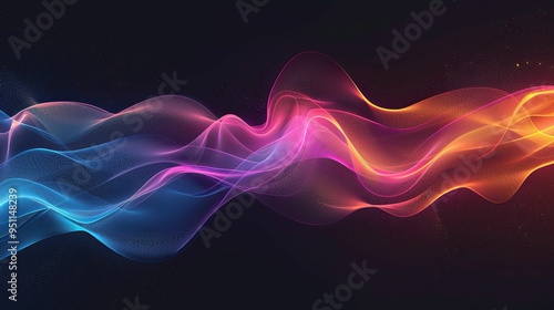 Vibrant Wave. Abstract colorful wave lines on a black background concept