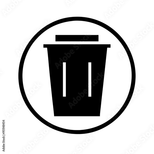 An essential set of delete and trash bin icons featuring simple yet effective designs for indicating deletion actions. Icons include variations like trash cans with and without lids, crumpled papers, 