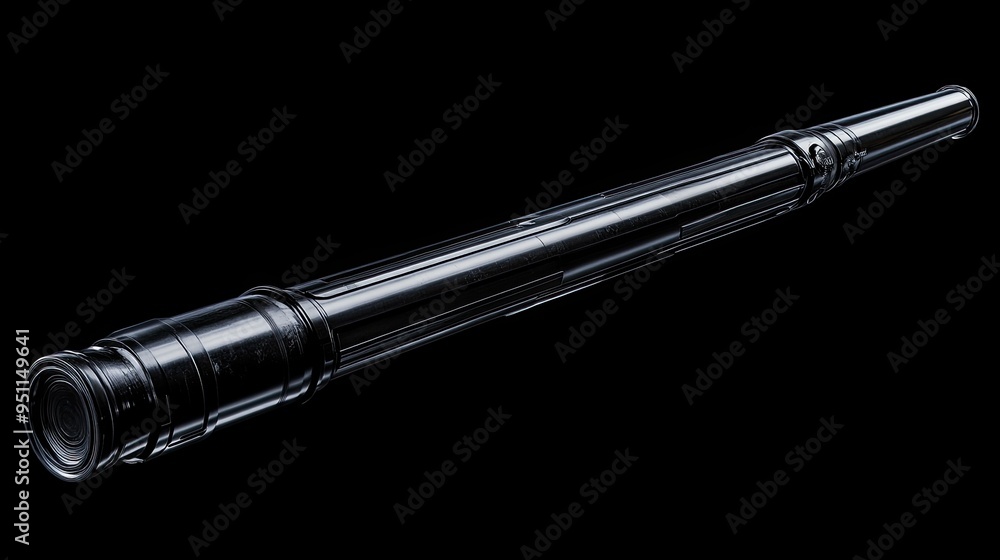 AI-enhanced telescope, compact and high-powered, pointing at the night sky, under dark conditions