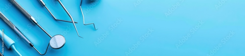 Dental Instruments on a Blue Background Dental Instruments on a Blue Background