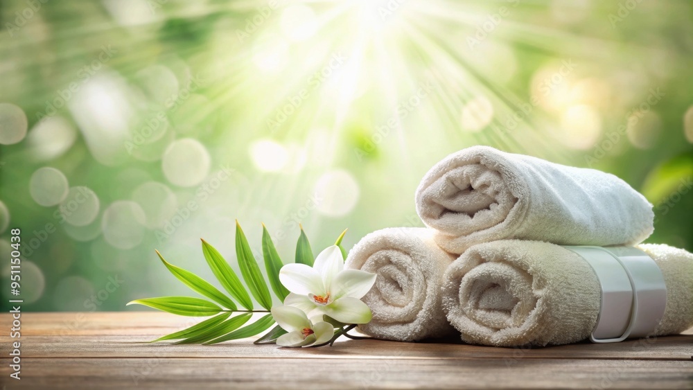 Elegant spa background with neatly folded towel, spa, relaxation, luxury, beauty, wellness, peaceful, tranquil, calm
