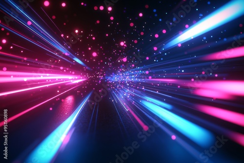 Abstract motion speed glowing effect background created with Generative AI