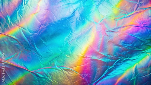 Holographic real texture with scratches and irregularities in blue, pink, and green colors photo