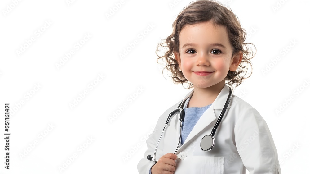 Aspiring Young Medical Practitioner in Pristine Lab Coat and Stethoscope Aspiring Young Medical Practitioner in Pristine Lab Coat and Stethoscope